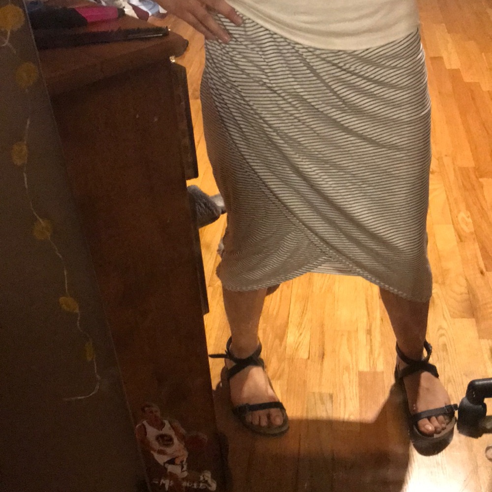 Long Skirt Soft Horizontal Black Stripes